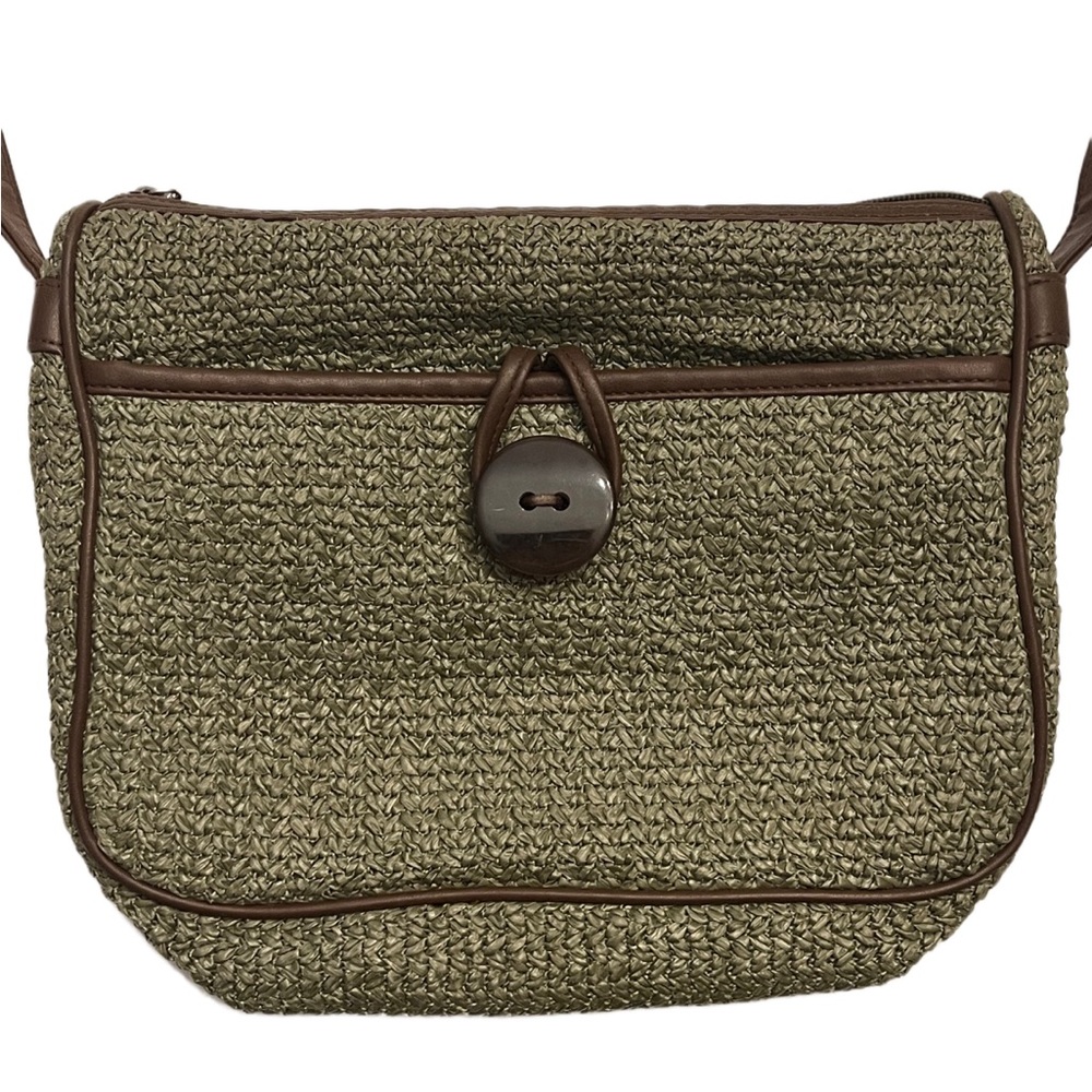 Vintage Exclusively For You Lord & Taylor Green Raffia Coated Crossbody